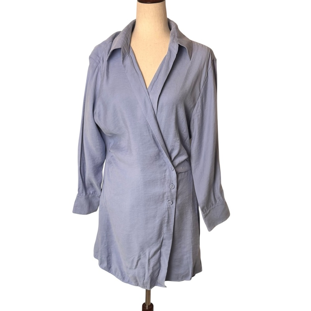 & OTHER STORIES Asymmetric Mini Shirt Dress Light Blue size 10 - Picture 5 of 11